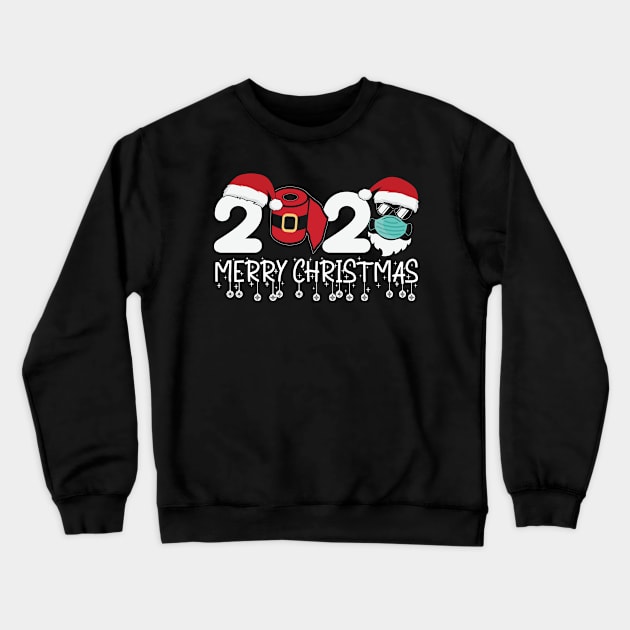 Merry Christmas 2020 Quarantine Christmas Santa Face Mask Crewneck Sweatshirt by DragonTees